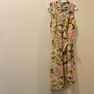 Tibi Pink and Green wrap dress - size 6 - 100% silk - great condition